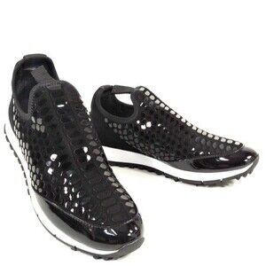 JIMMY CHOO Patent Suede Montana Slip-On Shoes City Sneakers Black Sz 7.5 8 8.5 ?